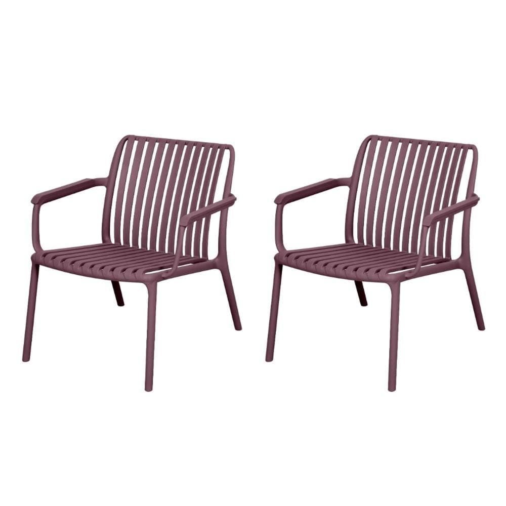 Kit 2 Cadeiras com Braço Empilhável Lounge Cozumel Inmetro Fratini 59 cm (larg) Polipropileno Nude