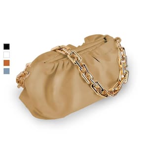 Bolsa Feminina Klizz Chain Em Couro Corrente Dourada Luxo Cá
