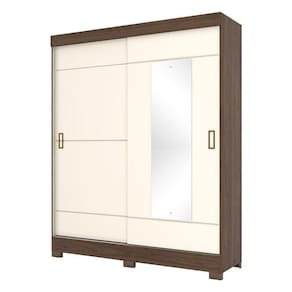 Guarda Roupa Solteiro B66 Castanho Off White - Briz Móveis