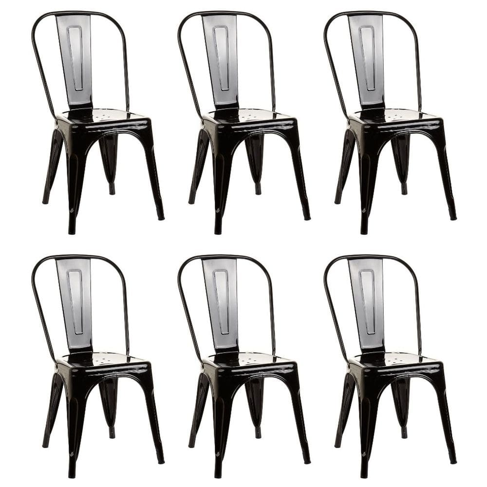 Kit 6 Cadeiras Tolix Iron Reforçada Industrial Sala Cozinha Jantar