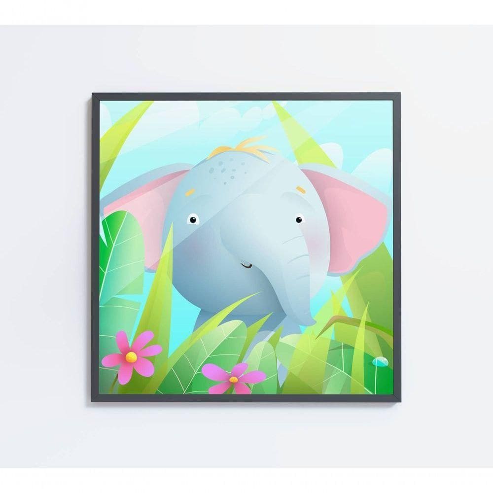 Quadro Infantil Elefante Medidas 80x80 Cm Impressão Adesivo Fotográfico