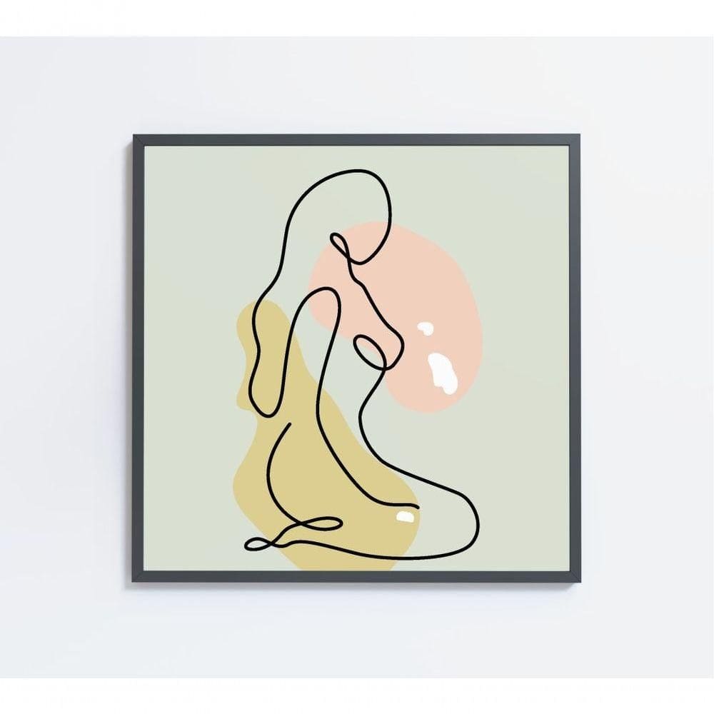 Quadro Feminino Silhueta Artística Contínua Medidas 80x80 Cm Impressão Adesivo Fotográfico