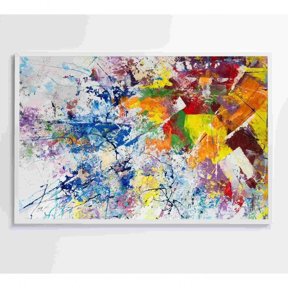 Quadro Abstração Multicolorida Tinta Acrílica Medidas 60x40 Cm Impressão Tecido Canvas