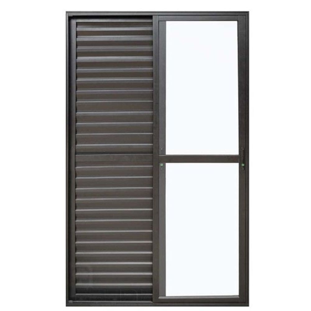 Porta Balcão 3 Folhas Veneziana 210x120 Preto Linha 22