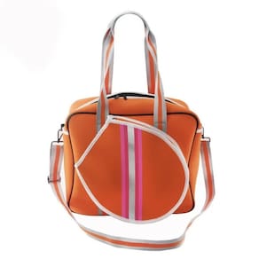 Raqueteira Bolsa Neoprene Feminina Laranja Beach Tennis Padel