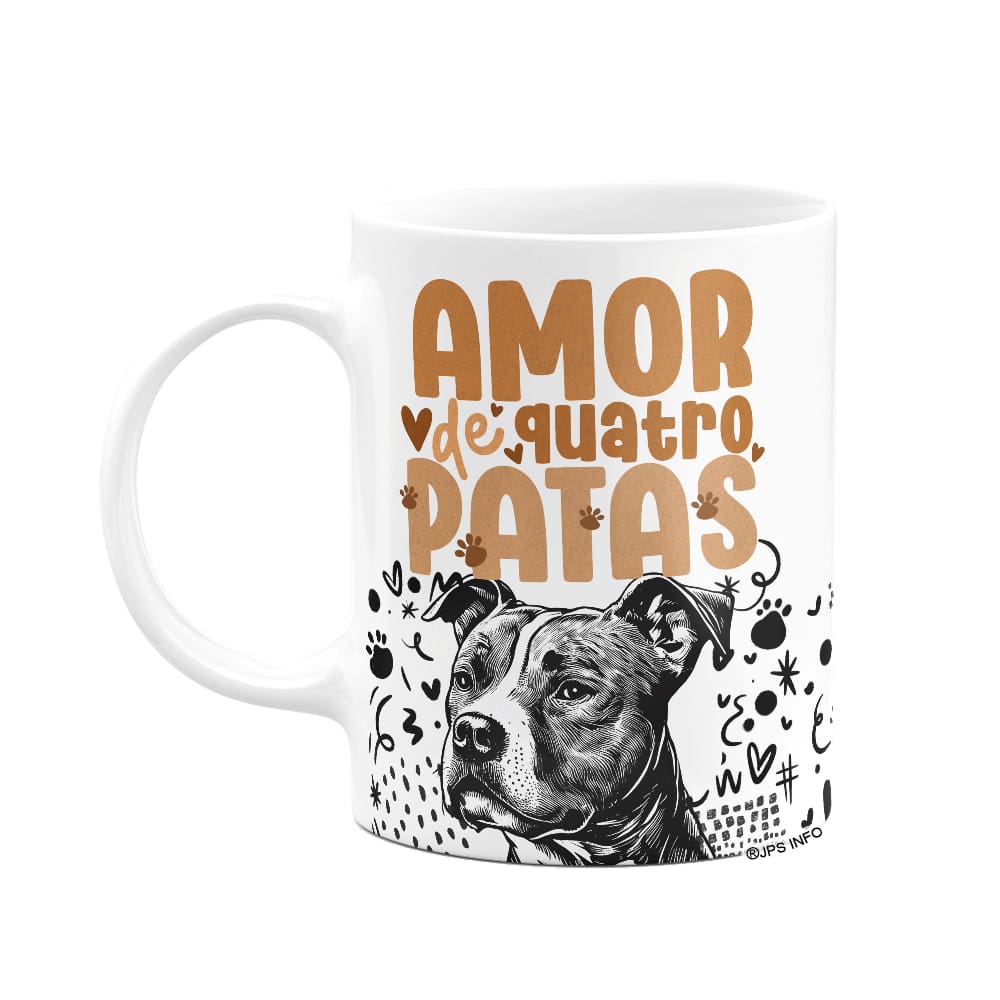 Caneca - Amor de quatro patas - Cachorro Pitbull