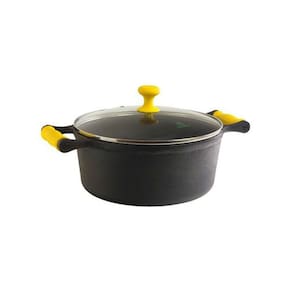 Caçarola Ferro Alça Silicone Amarelo Tampa Vidro 1,5L 18Cm