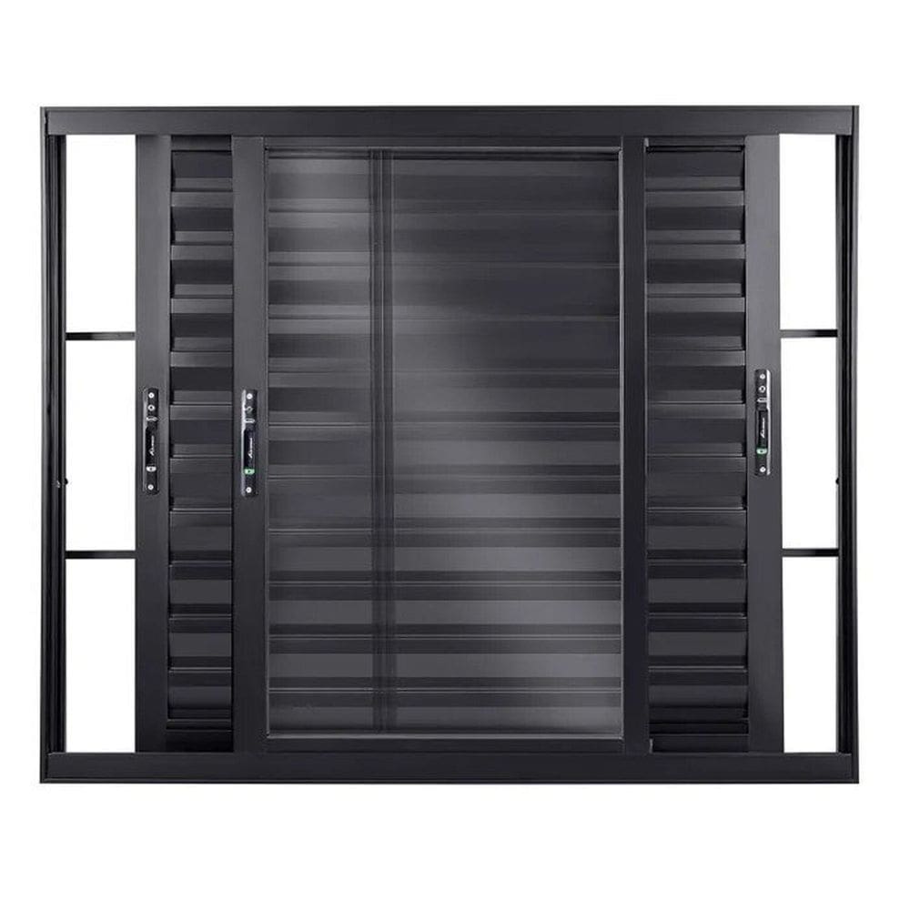 Janela Veneziana de Aluminio de Correr 100x100cm 3 Folhas Topsul Esquadrisul Preto