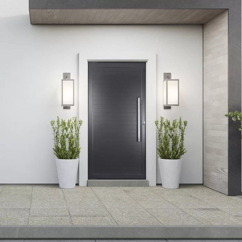 Porta de Aluminio Lambril Pivotante 220x100cm com Puxador Preto