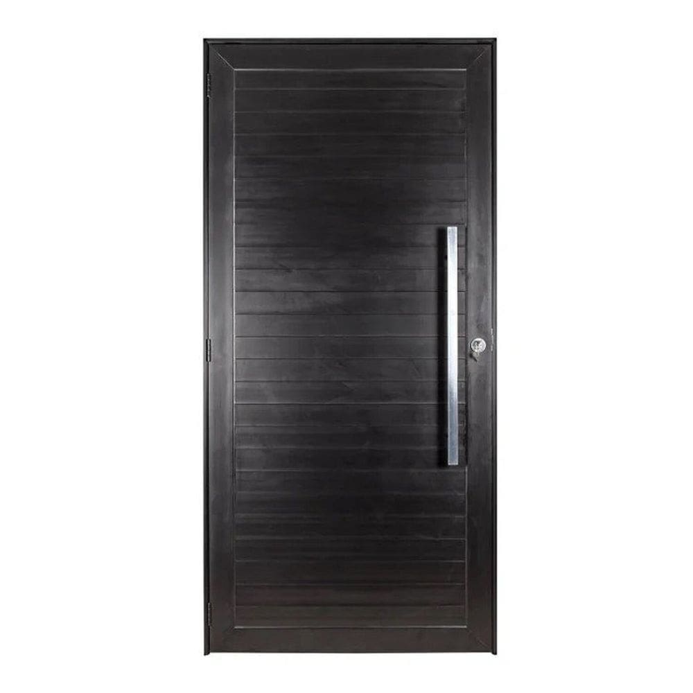 Porta de Aluminio Lambril 210x80cm com Puxador Topsul Preto