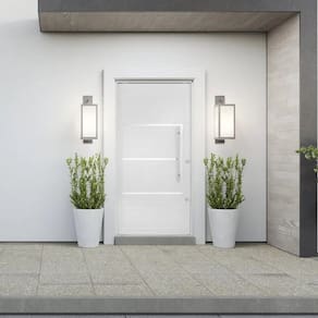 Porta de Aluminio Lambril Pivotante 220x100cm com Puxador Branco