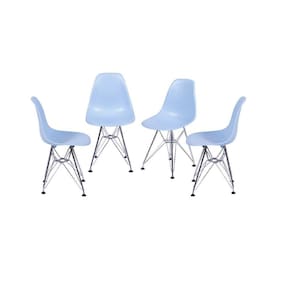 Conjunto 4 Cadeiras Eames Dkr Base Cromada Or Design Azul