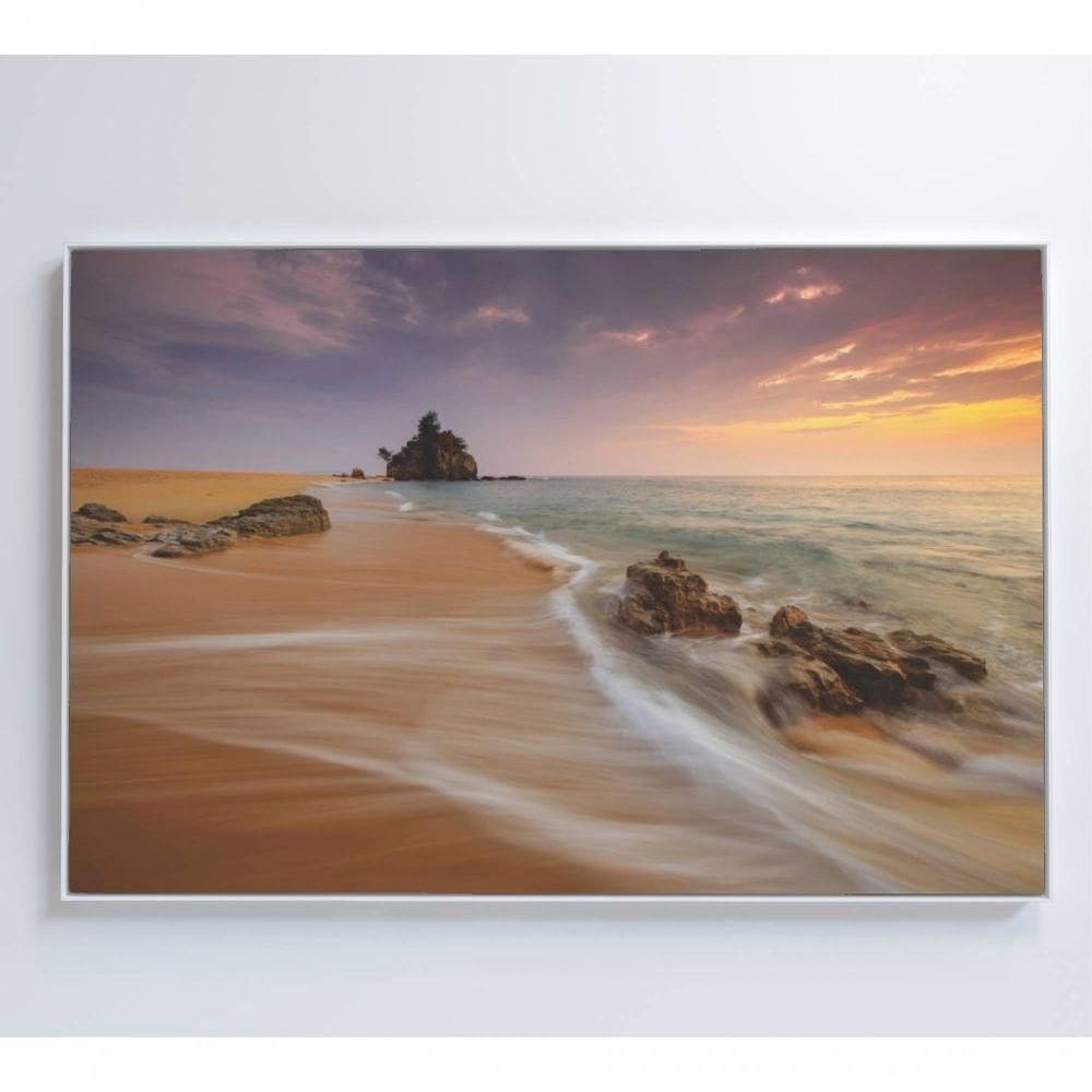 Quadro Praia E Rochas Medidas 90x60 Cm Impressão Tecido Canvas