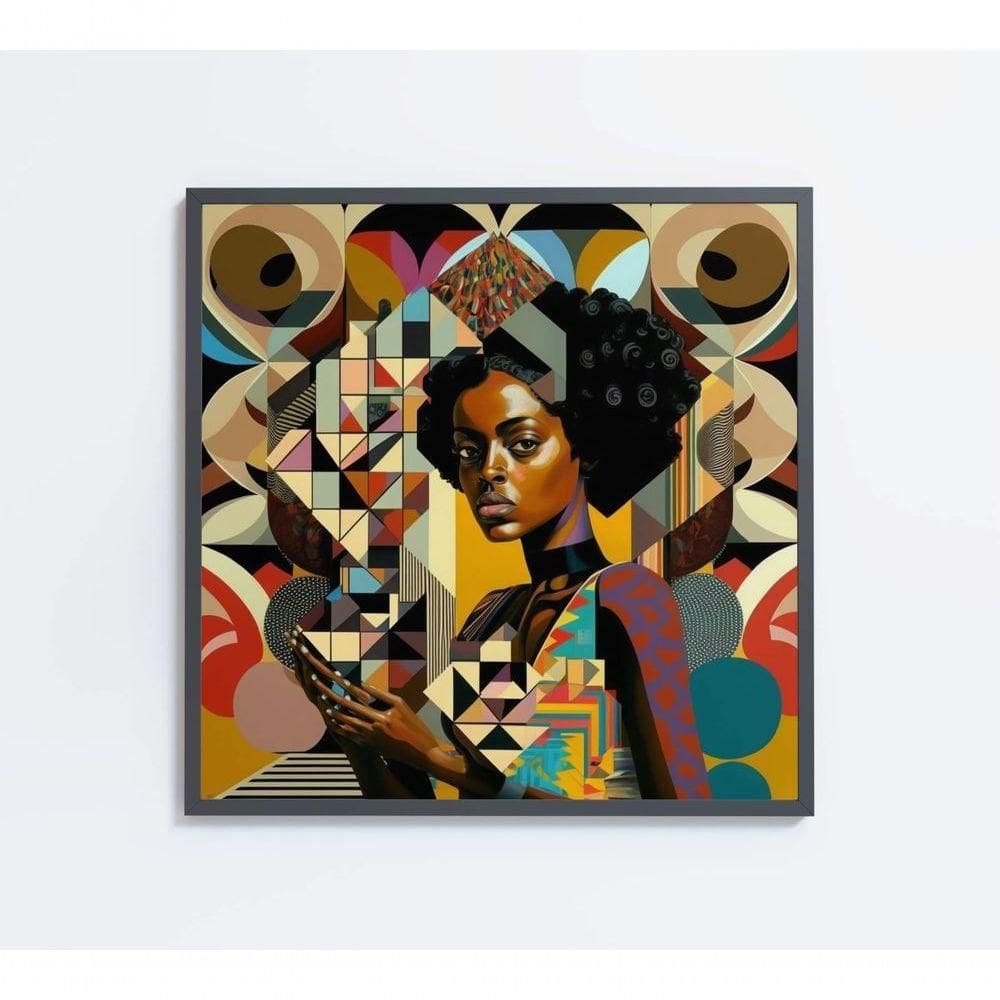 Quadro Ilustração Afro Feminino Medidas 40x40 Cm Impressão Adesivo Fotográfico