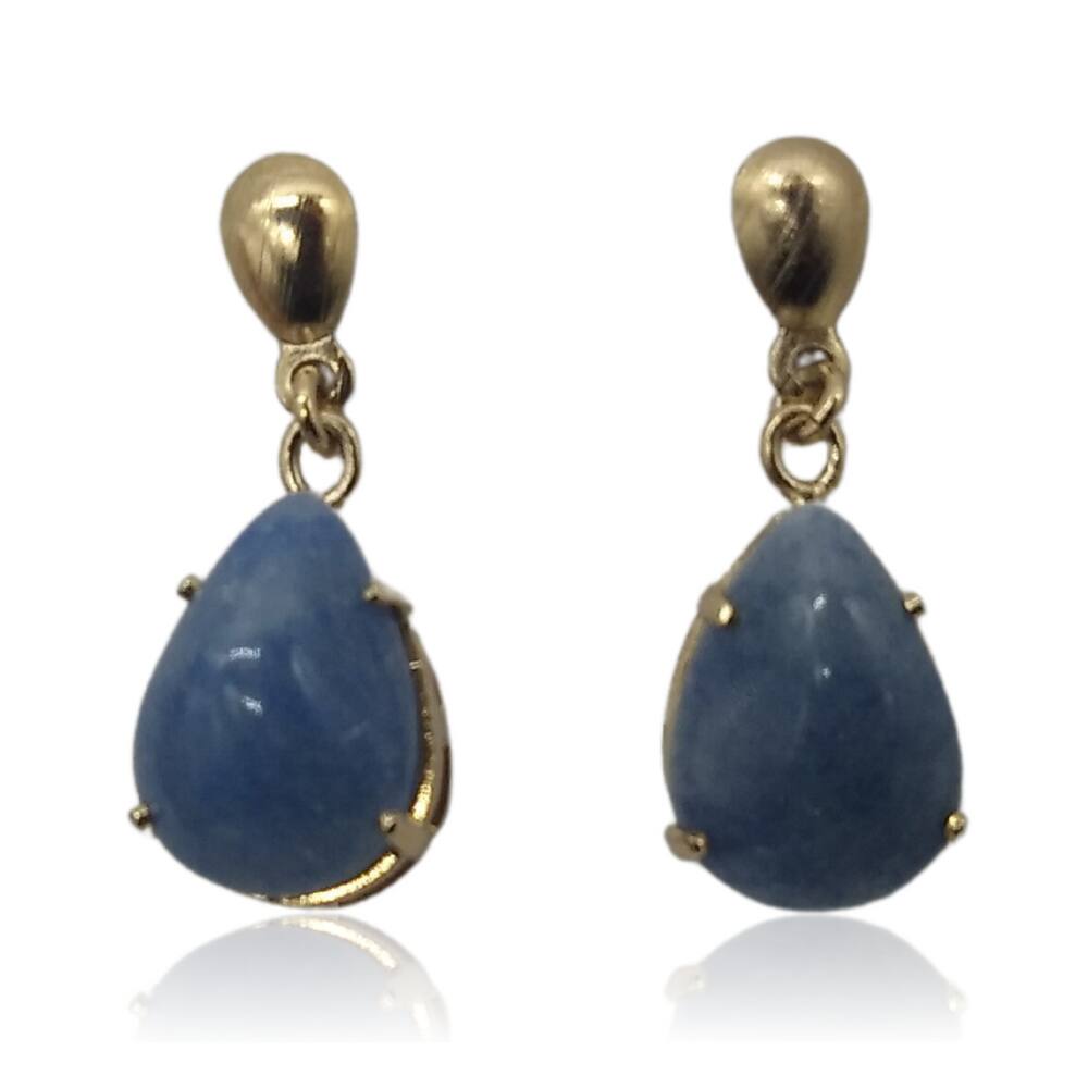 Brinco de Pedra Quartzo Azul - Cravejado P