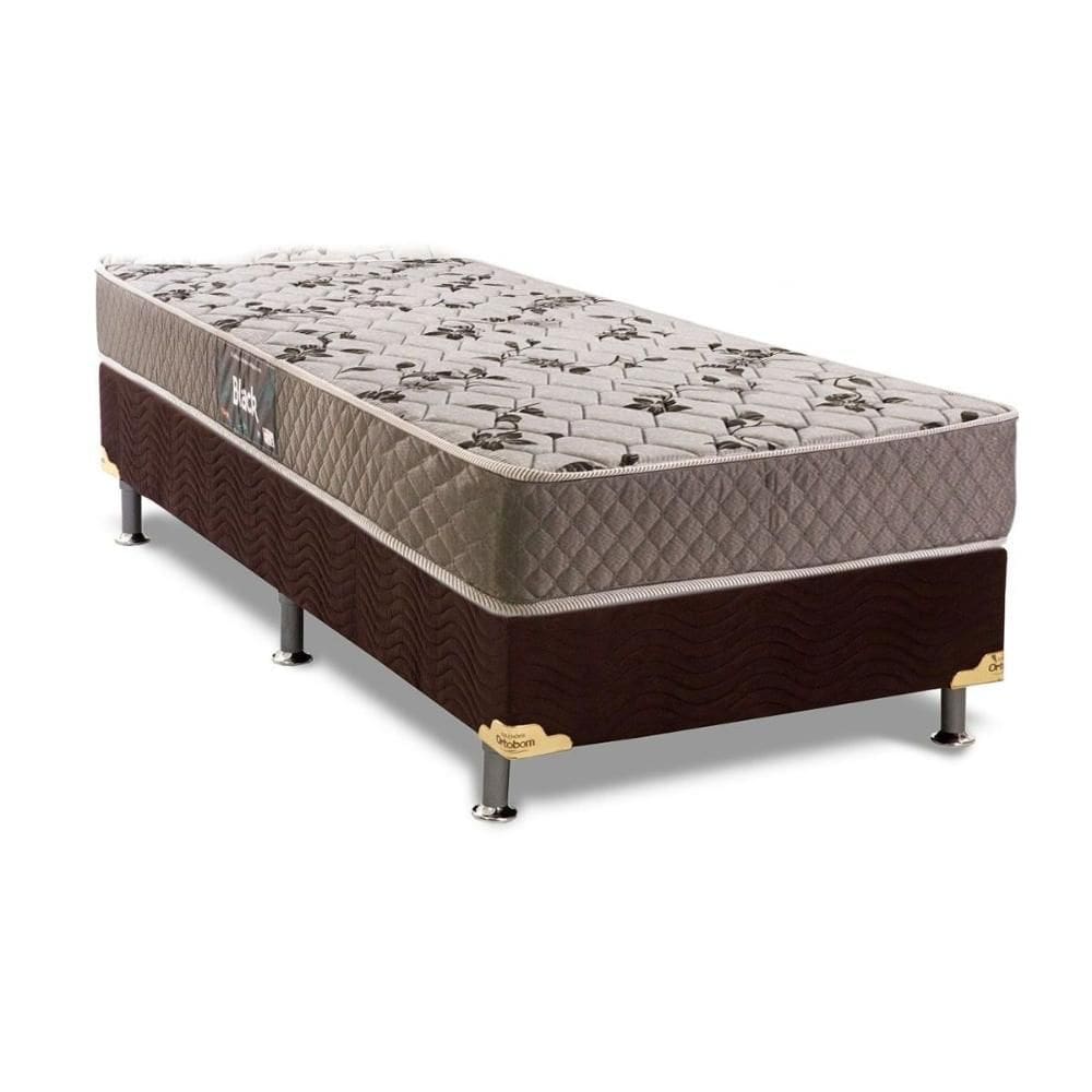 Cama Box Solteiro: Colchão Anatômico Herval D28/AG65 Black + Base CRC Suede Brown(88x188)