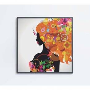 Quadro Desenho Mulher Colorida Medidas 40x40 Cm Impressão Vidro Acrílico