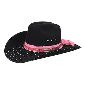 Chapéu Feltro Preto e Pink Com Strass Marcatto 36948