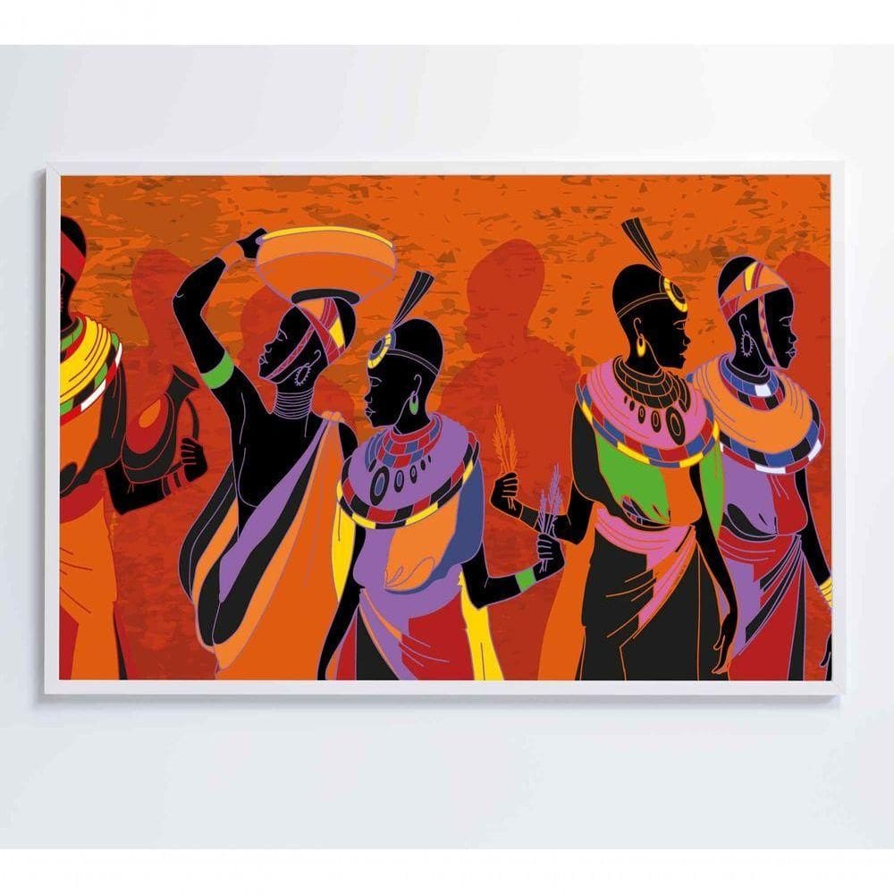 Quadro Mulheres Africanas Em Vestidos Coloridos Medidas 120x80 Cm Impressão Adesivo Fotográfico