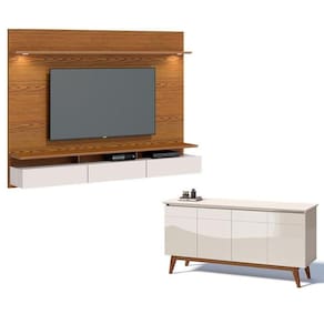 Painel Suspenso Decore Com Aparador Buffet Classic 1.8 Freijó Off White - Imcal