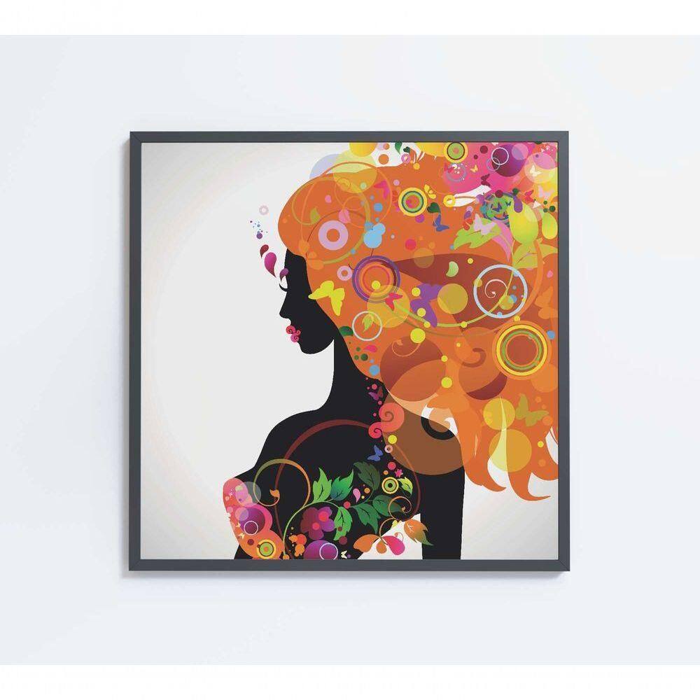 Quadro Desenho Mulher Colorida Medidas 80x80 Cm Impressão Vidro Acrílico