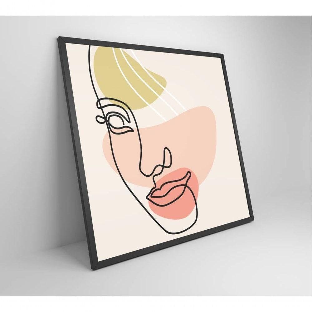Quadro Feminino Silhueta Face Artística Contínua Medidas 80x80 Cm Impressão Adesivo Fotográfico