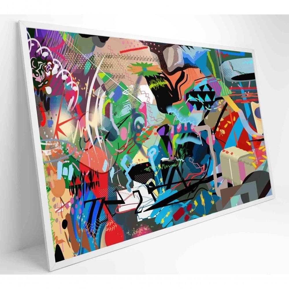 Quadro Pintura De Rua Multicolorida Aleatória Medidas 120x80 Cm Impressão Adesivo Fotográfico