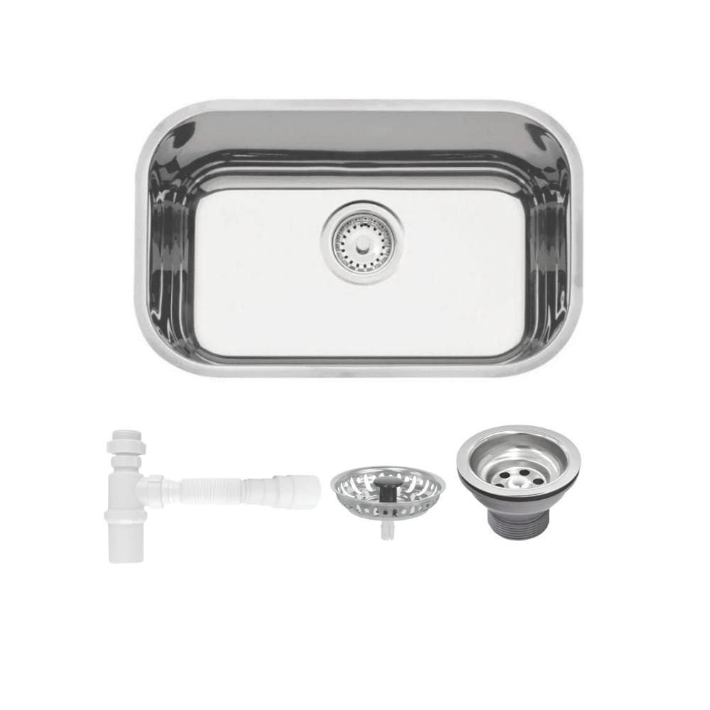 Cuba De Inox N1 Lavínia 47x30x14cm Com Válvula 3.1/2`` 94052/407 Polida Tramontina com Sifão Universal Com Copo