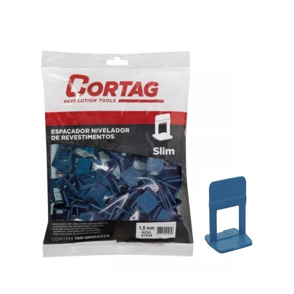 Espaçador Nivelador Slim 1,0mm Azul Cortag C/1000 Peças
