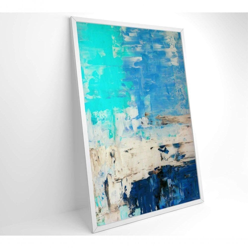 Quadro Abstrato Pintura Em Tela Azul Medidas 40x60 Cm Impressão Adesivo Fotográfico