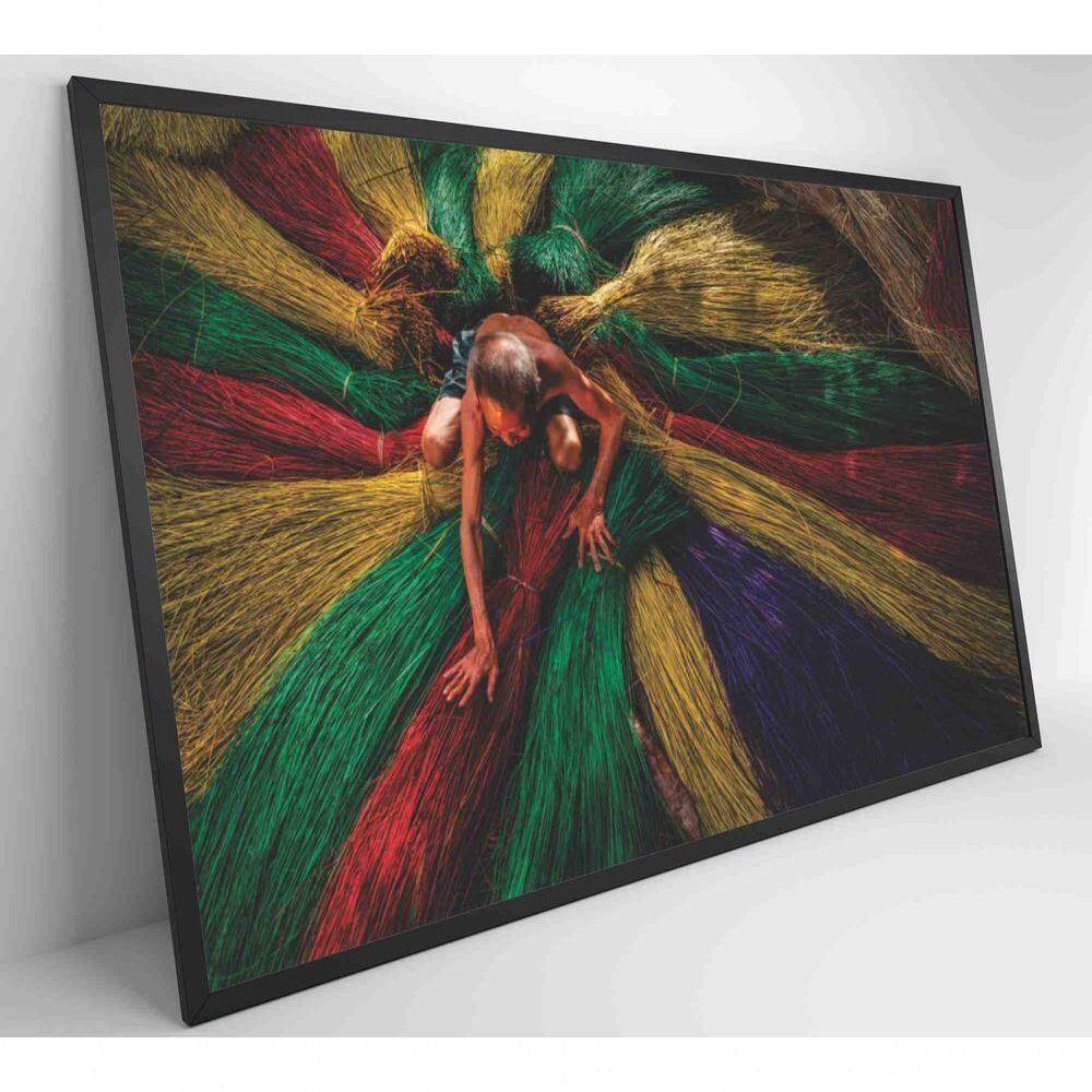 Quadro Artesão Secando Tapetes Tradicionais Medidas 90x60 Cm Impressão Vidro Acrílico