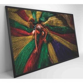 Quadro Artesão Secando Tapetes Tradicionais Medidas 90x60 Cm Impressão Vidro Acrílico