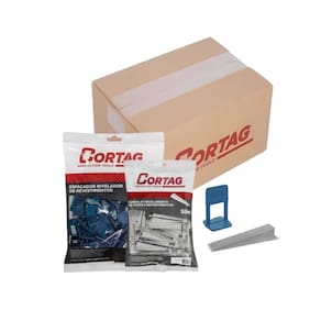 Espaçador Nivelador Slim 1,0mm Azul Cortag C/300 Peças e 100 Cunhas