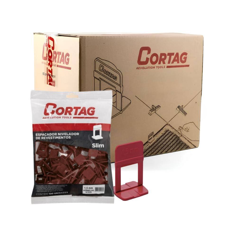 Espaçador Nivelador Slim 1,5mm Vermelho Cortag C/1000 Peças