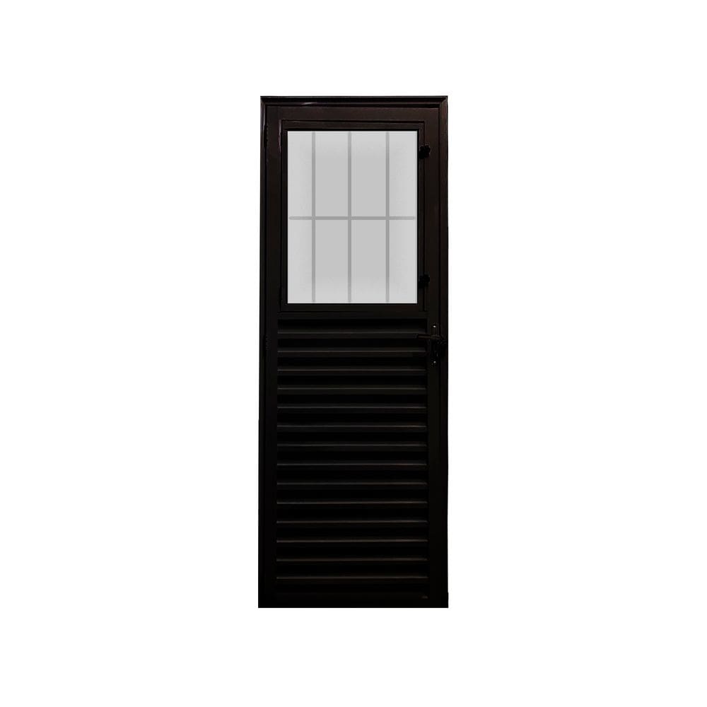 Porta Social Preto D 210x80 Linha 25 Esmeralda Vidro Canelado