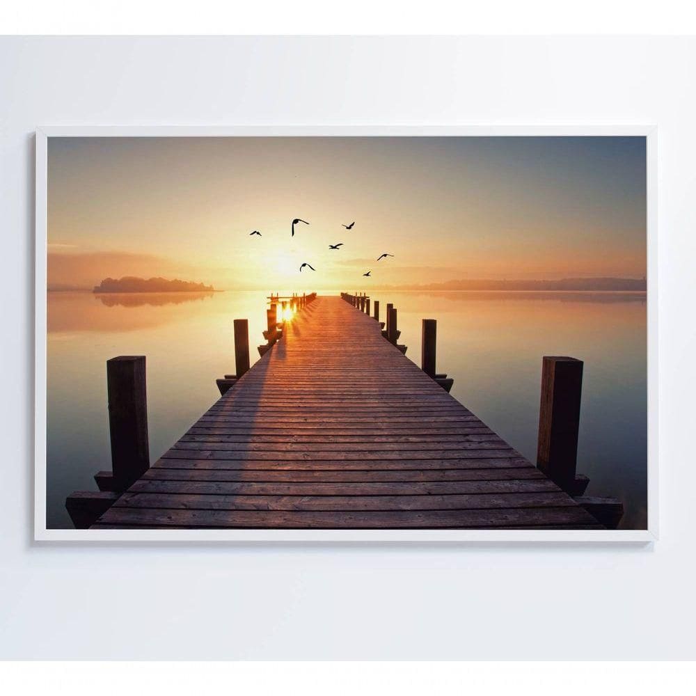 Quadro Pássaros Voando No Pôr Do Sol Medidas 120x80 Cm Impressão Tecido Canvas