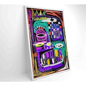 Quadro Ilustração De Rosto Abstrato Medidas 40x60 Cm Impressão Vidro Acrílico