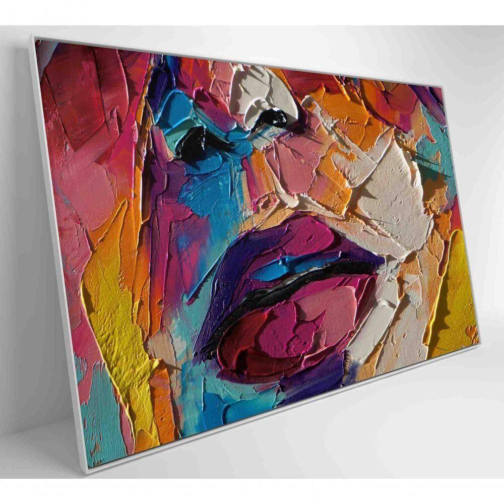 Quadro Pintura óleo De Rosto Feminino Medidas 60x40 Cm Impressão Adesivo Fotográfico