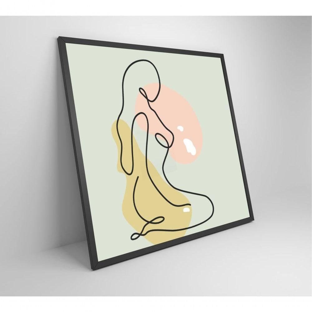 Quadro Feminino Silhueta Artística Contínua Medidas 80x80 Cm Impressão Vidro Acrílico