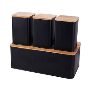 Conjunto Porta Pão Bambu Black C/3 Potes Bh23352