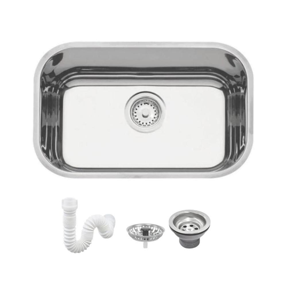 Cuba De Inox N1 Lavínia 47x30x14cm Com Válvula 3.1/2`` 94052/407 Polida Tramontina com Sifão Sanfonado Universal Simples 1.1/2"
