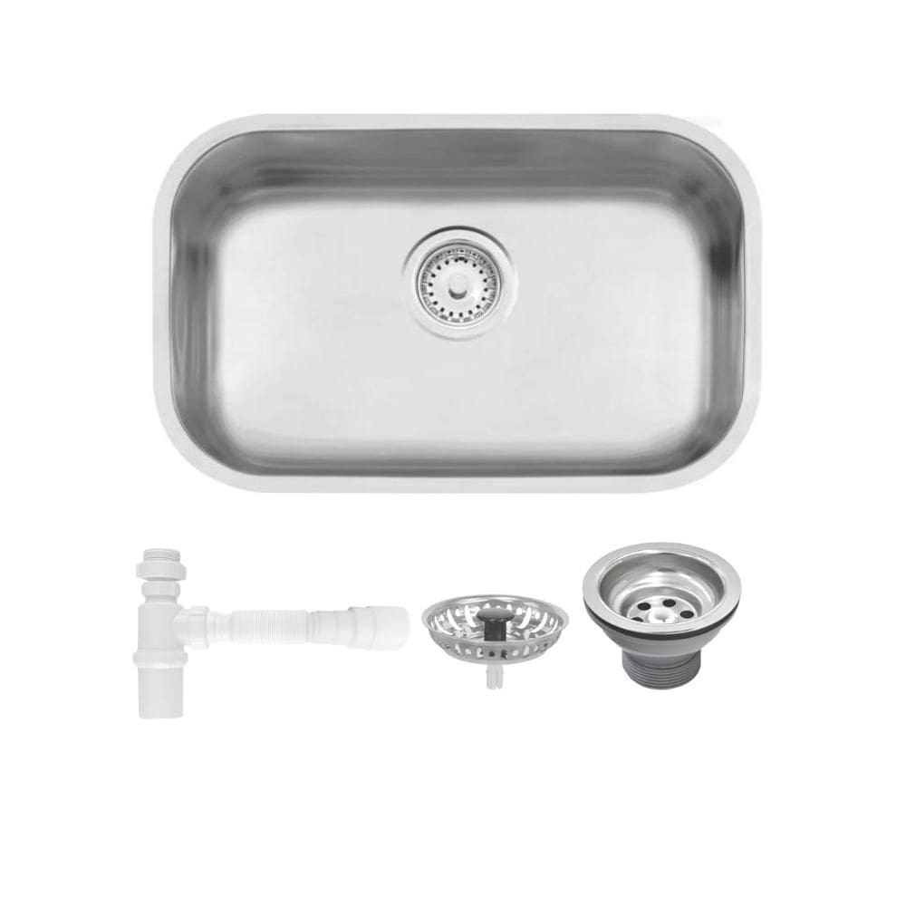Cuba de embutir Lavinia 47 BL em aço inox acetinado 47x30cm Tramontina com Sifão Universal Com Copo