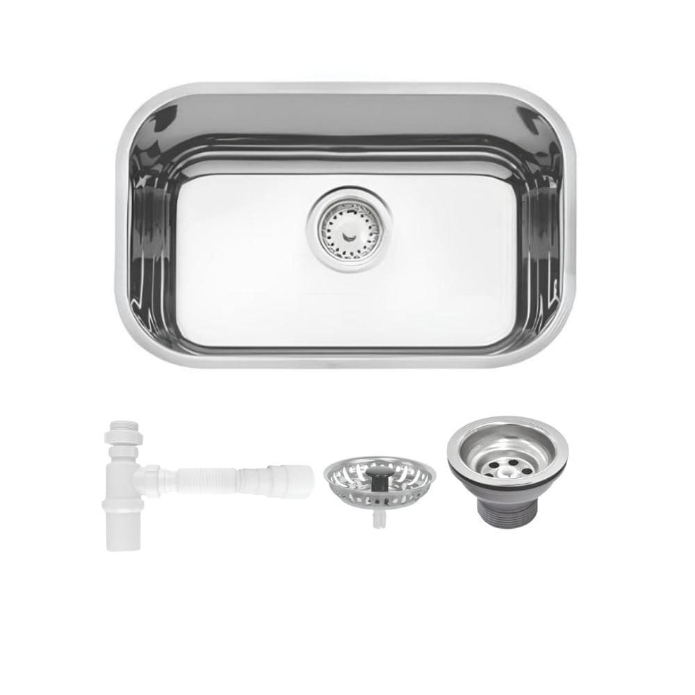 Cuba De Inox N1 Lavínia 47x30x17cm 3.1/2` Com Válvula 94022/207 Alto Brilhante Tramontina com Sifão Universal Com Copo