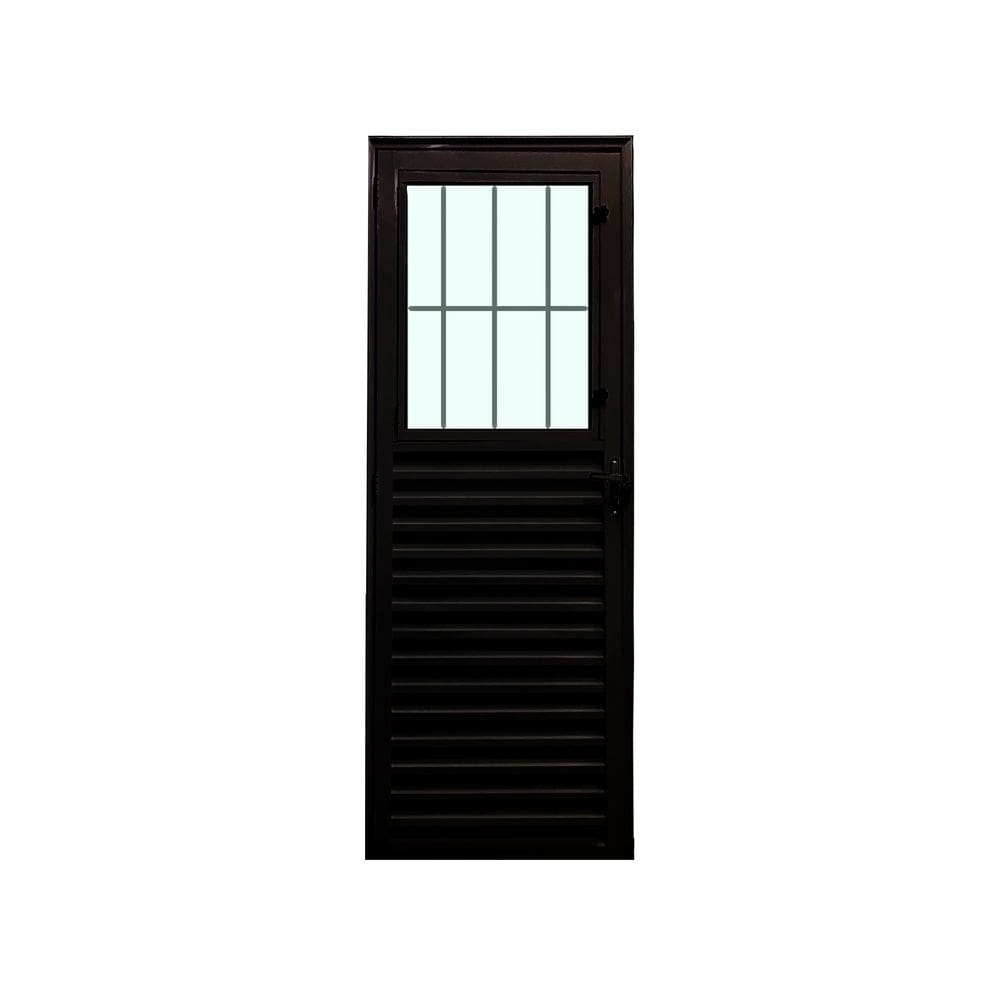 Porta Social Preto E 210x80 Linha 25 Esmeralda Vidro Liso