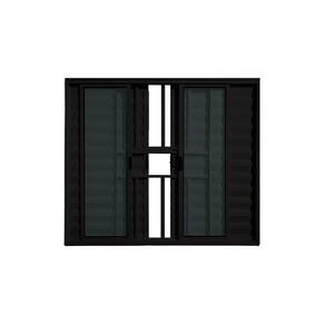 Veneziana 6 Folhas Com Grade Preto 120x150 Linha 18 Esmeralda