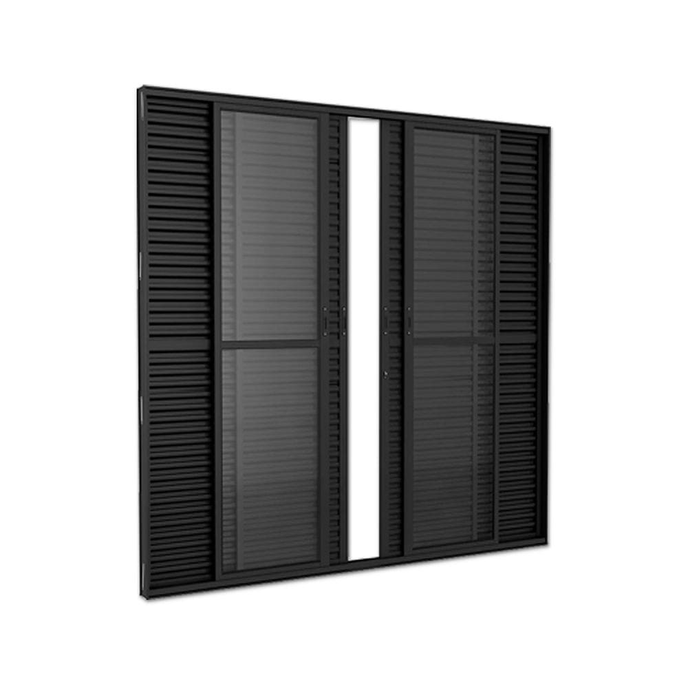 Porta Balcão 6 Folhas Veneziana 210x150 Preto Linha 25