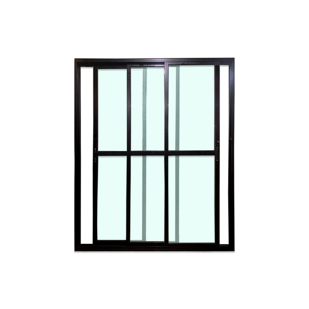 Porta Balcão 3 Folhas Vidro 210x200 Preto Linha 25