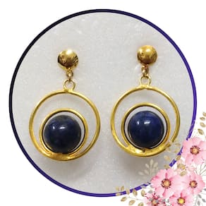 Brinco de Pedra Lápis Lazuli - Argola Dupla