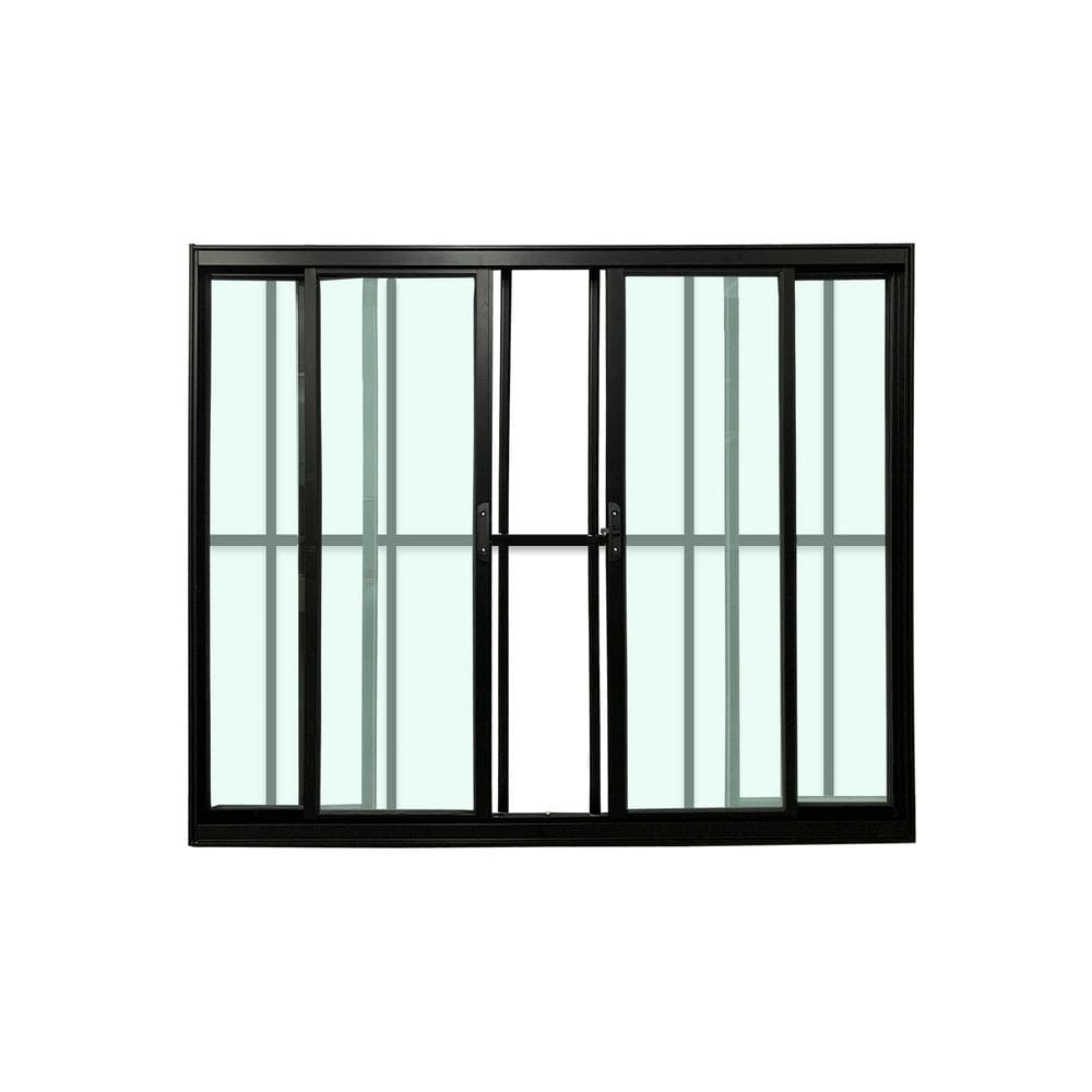 Janela 4 Folhas Com Grade Preto 100x200 Linha 18 Esmeralda
