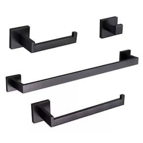 Kit Acessórios Banheiro Aço Inox 304 Luxo 4 Peças Preto Brinovar